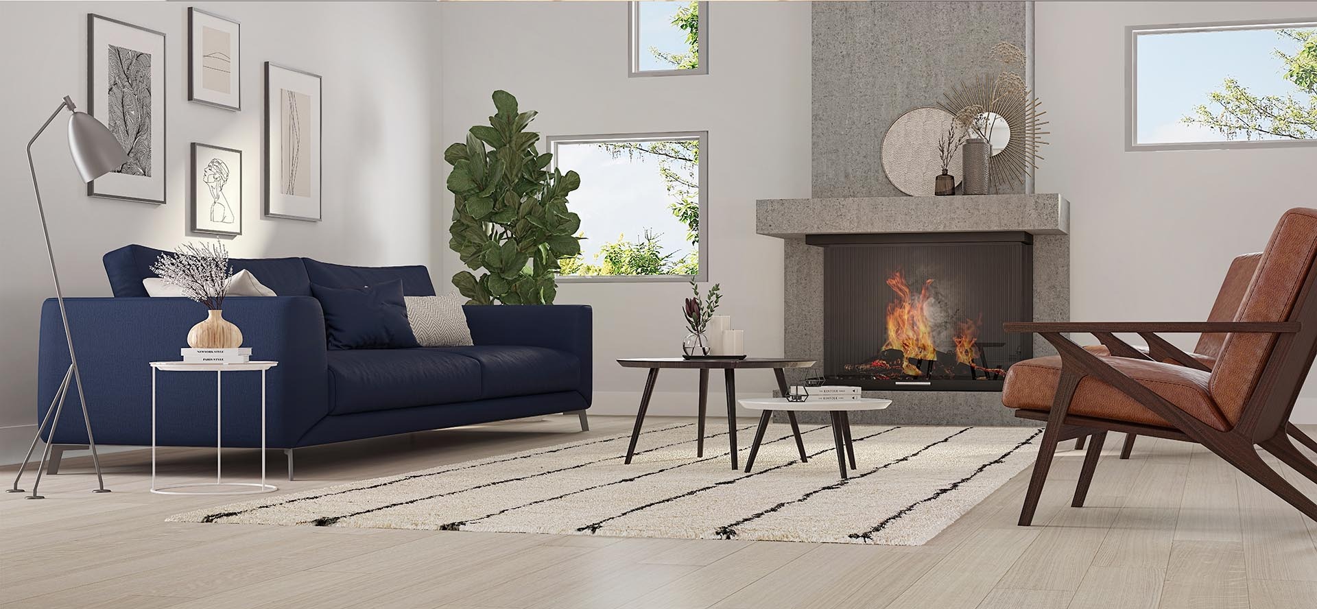 Amalfi room scene with engineered hardwood