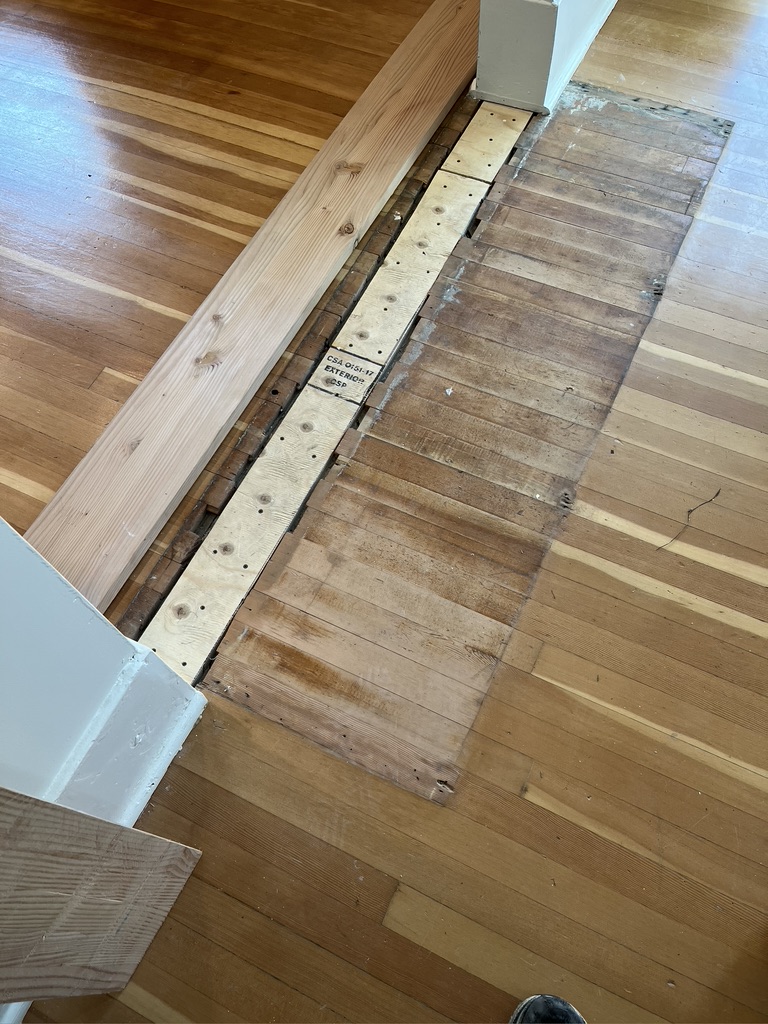 Vancouver Home — VG Fir Floor Repair before refinishing