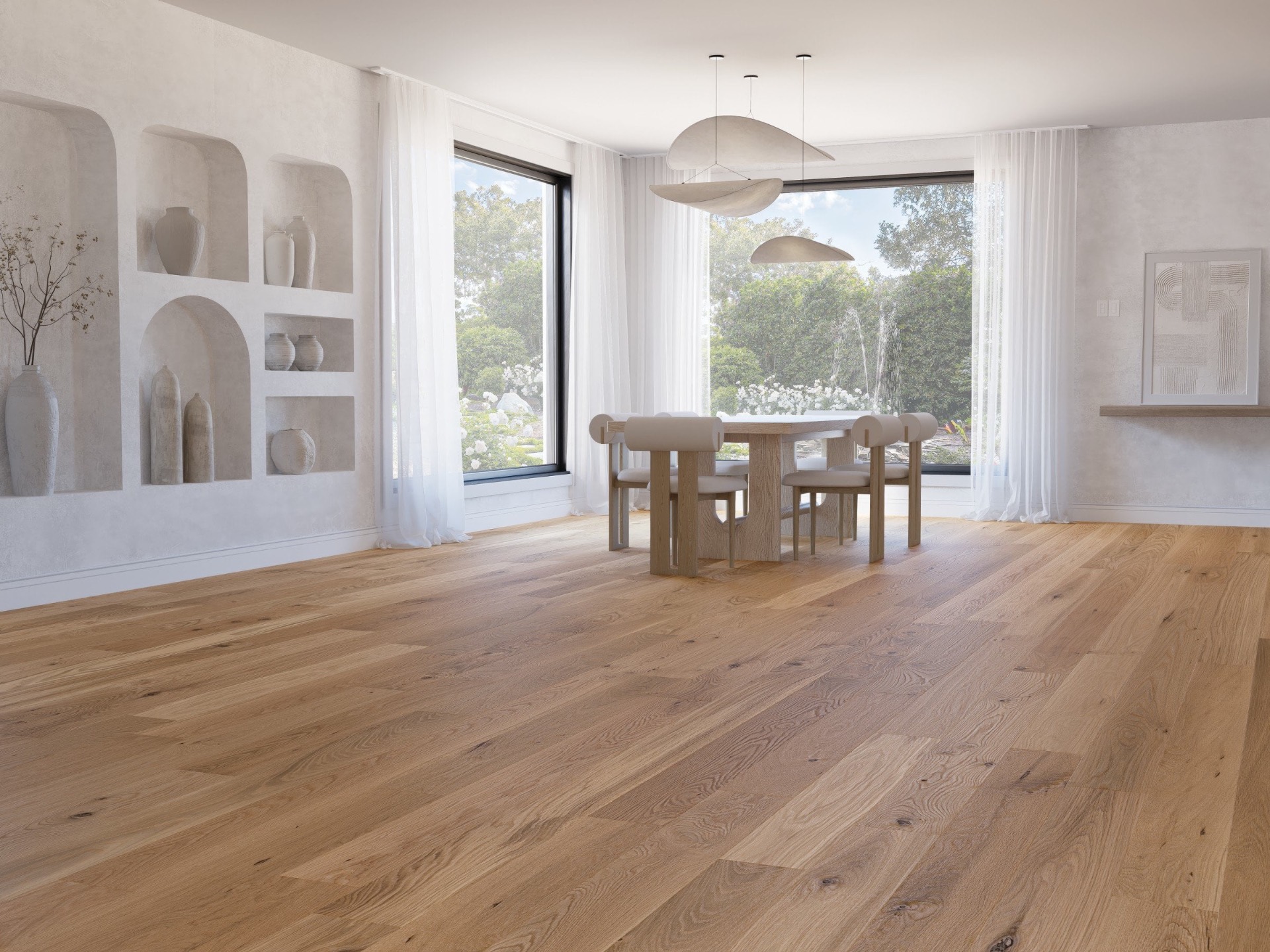 Mirage hardwood in bright minimalist dining room