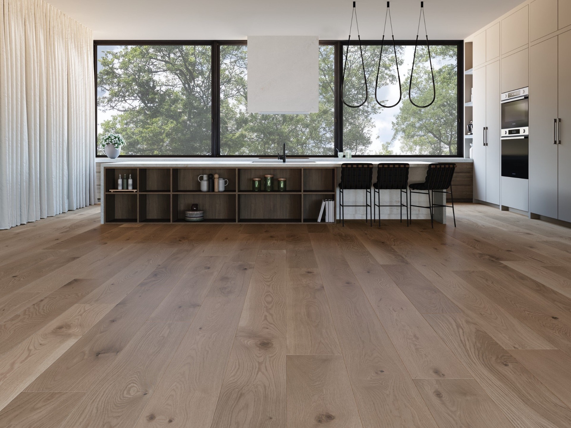 Mirage hardwood in open-concept kitchen